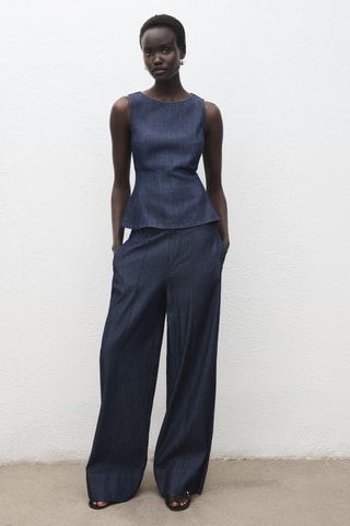 Top crop denim - Bleu