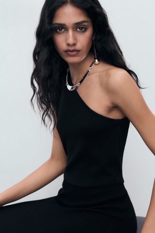 Robe maille combiné asymétrique - Noir