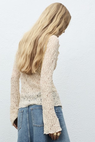 Blouse volantée dentelle - Ecru