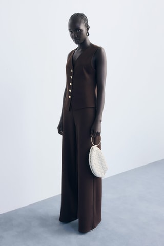 Gilet boutons bijoux - Marron