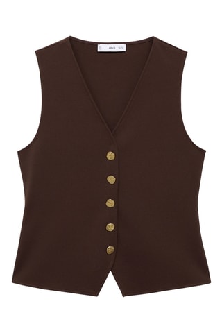 Gilet boutons bijoux - Marron