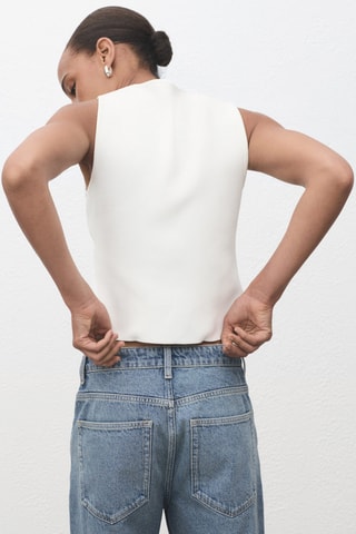 Gilet maille boutons bijoux - Blanc