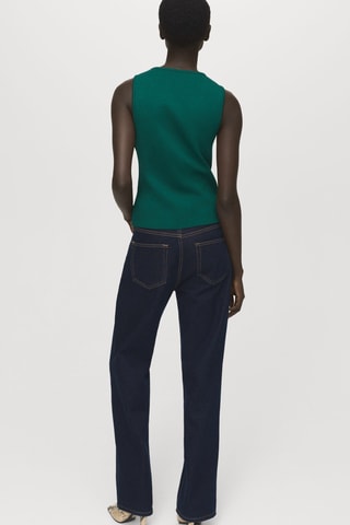 Gilet maille boutons bijoux - Vert foncé