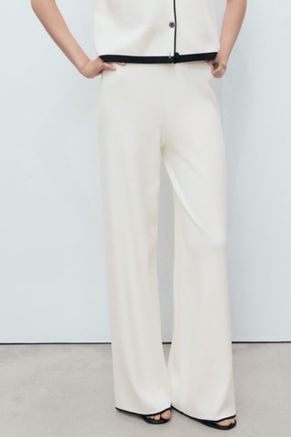 Pantalon maille bas contrastant - Ecru