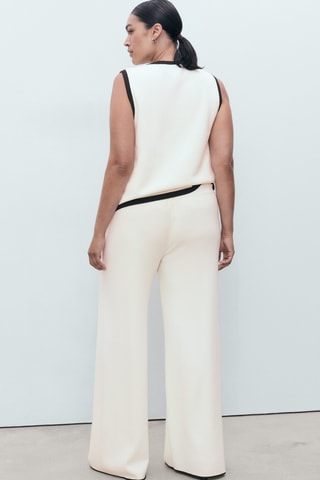 Pantalon maille bas contrastant - Ecru