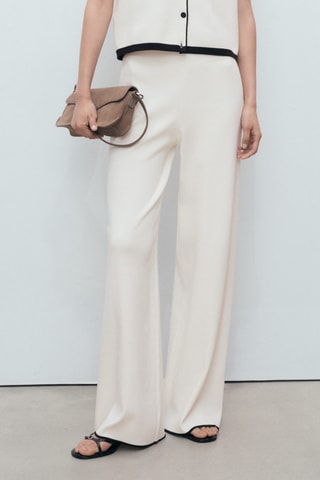 Pantalon maille bas contrastant - Ecru