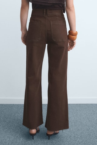 Jean style jupe-culotte Catherin taille haute - Chocolat