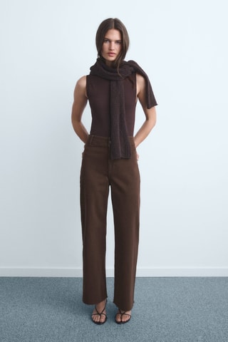 Jean style jupe-culotte Catherin taille haute - Chocolat