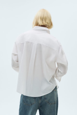 Chemise coton bouton décoratif - Blanc cassé