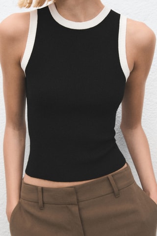 Top maille liserés contrastants - Noir