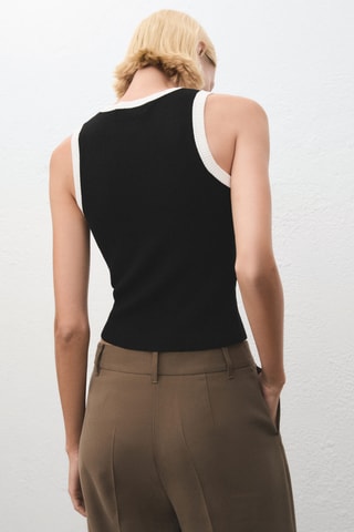 Top maille liserés contrastants - Noir