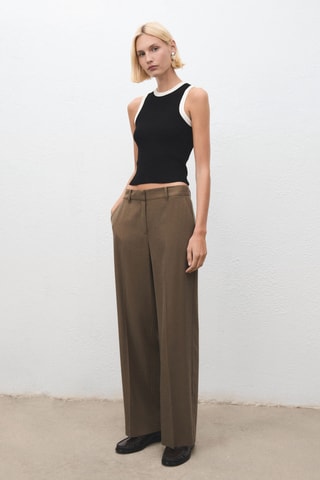 Top maille liserés contrastants - Noir