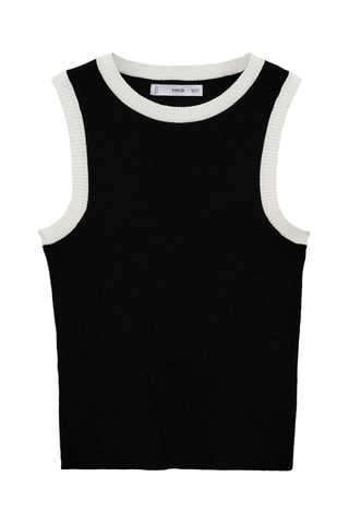 Top maille liserés contrastants - Noir