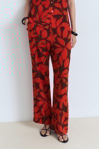 Pantalon fluide imprimé - Rouge