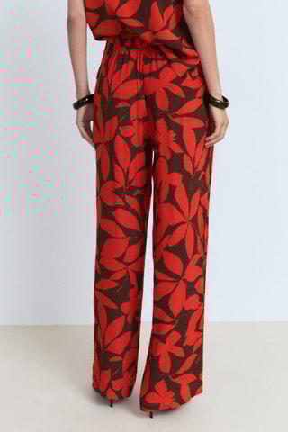 Pantalon fluide imprimé - Rouge