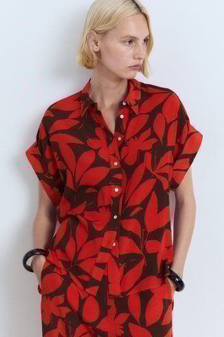 Pantalon fluide imprimé - Rouge