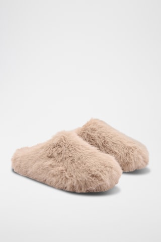 Pantoufles fausse fourrure - Marron