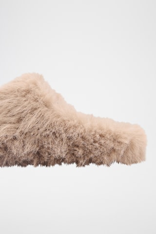Pantoufles fausse fourrure - Marron