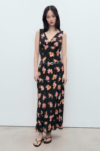 Robe longue fleurie - Noir