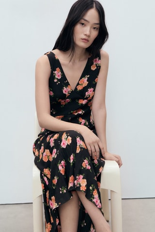 Robe longue fleurie - Noir