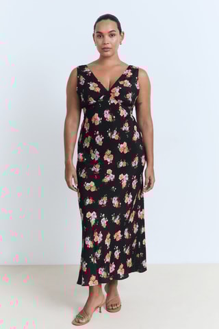 Robe longue fleurie - Noir