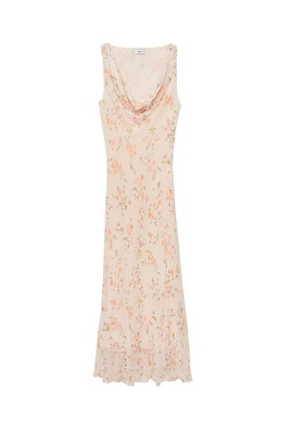 Robe drapée avec imprimé fleuri - Saumon