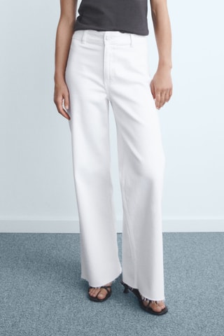 Jean style jupe-culotte Catherin taille haute - Blanc