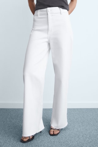 Jean style jupe-culotte Catherin taille haute - Blanc