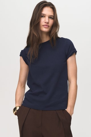 T-shirt coton manches courtes - Bleu marine