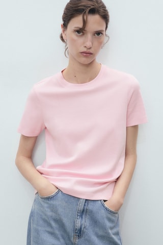 T-shirt coton manches courtes - Rose clair