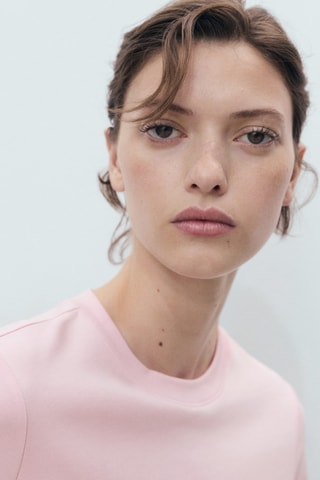 T-shirt coton manches courtes - Rose clair