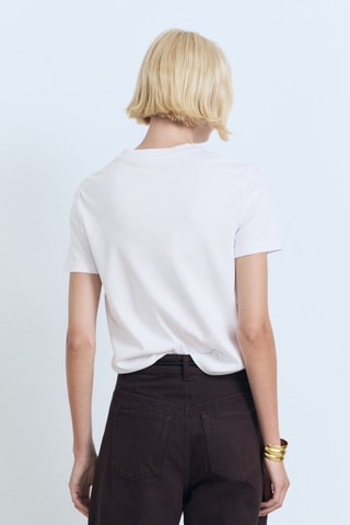 T-shirt coton col en V - Blanc