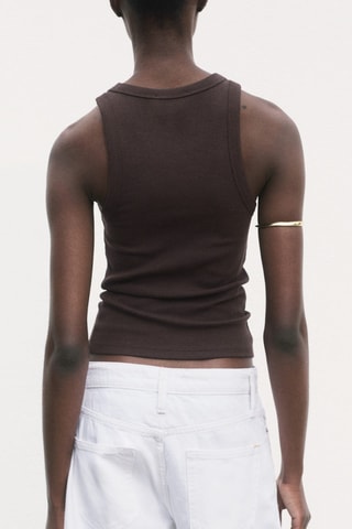 Top côtelé en coton - Marron