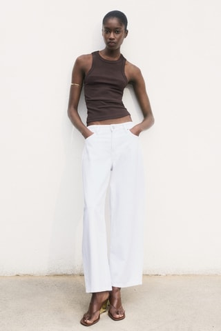 Top côtelé en coton - Marron