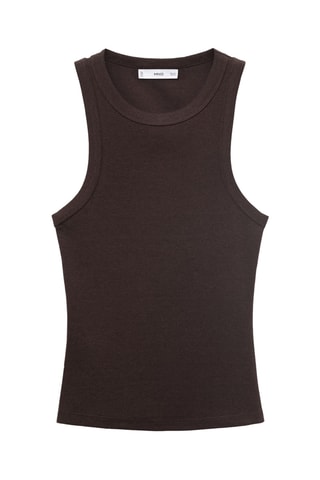 Top côtelé en coton - Marron