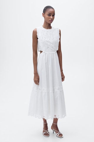 Robe brodée ouvertures latérales - Blanc