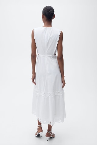 Robe brodée ouvertures latérales - Blanc