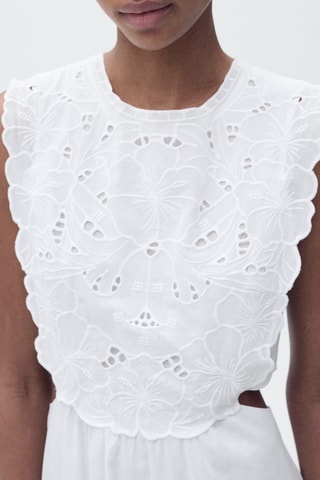 Robe brodée ouvertures latérales - Blanc