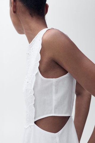 Robe brodée ouvertures latérales - Blanc