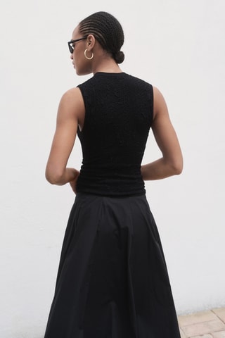 Getextureerde Top Crêpe - Zwart