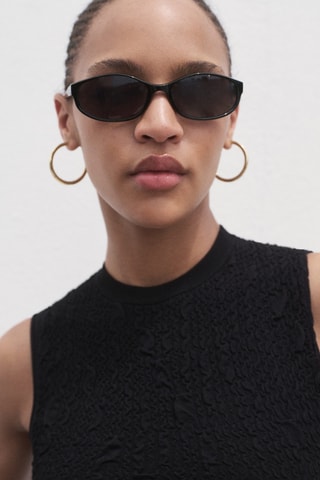 Getextureerde Top Crêpe - Zwart