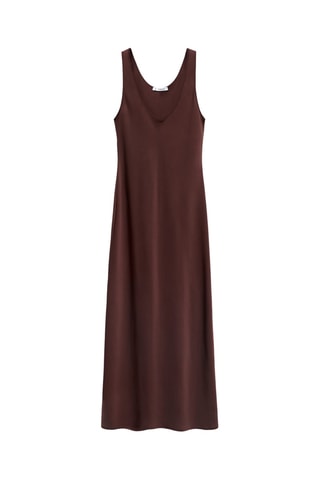 Robe décolleté satinée - Marron
