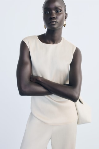 Top maille plissé - Ecru