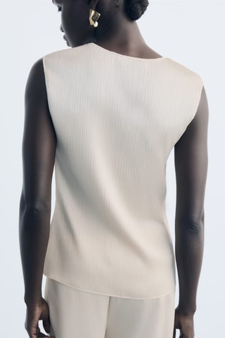 Top maille plissé - Ecru