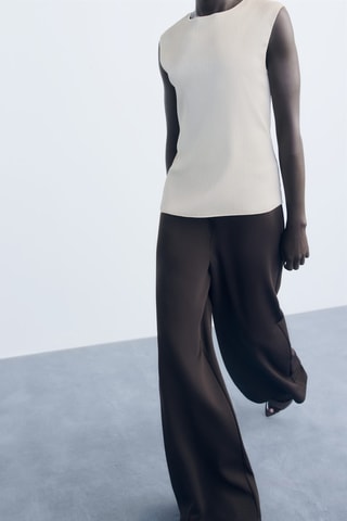 Top maille plissé - Ecru