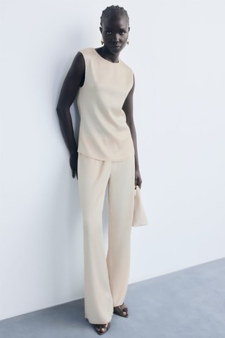 Top maille plissé - Ecru