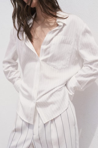 Chemise semi-transparente rayures - Blanc cassé