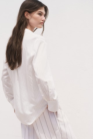 Chemise semi-transparente rayures - Blanc cassé