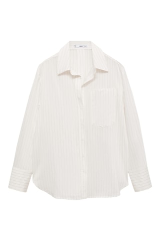 Chemise semi-transparente rayures - Blanc cassé