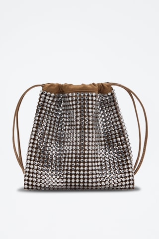 Sac à main décoration de strass - Marron